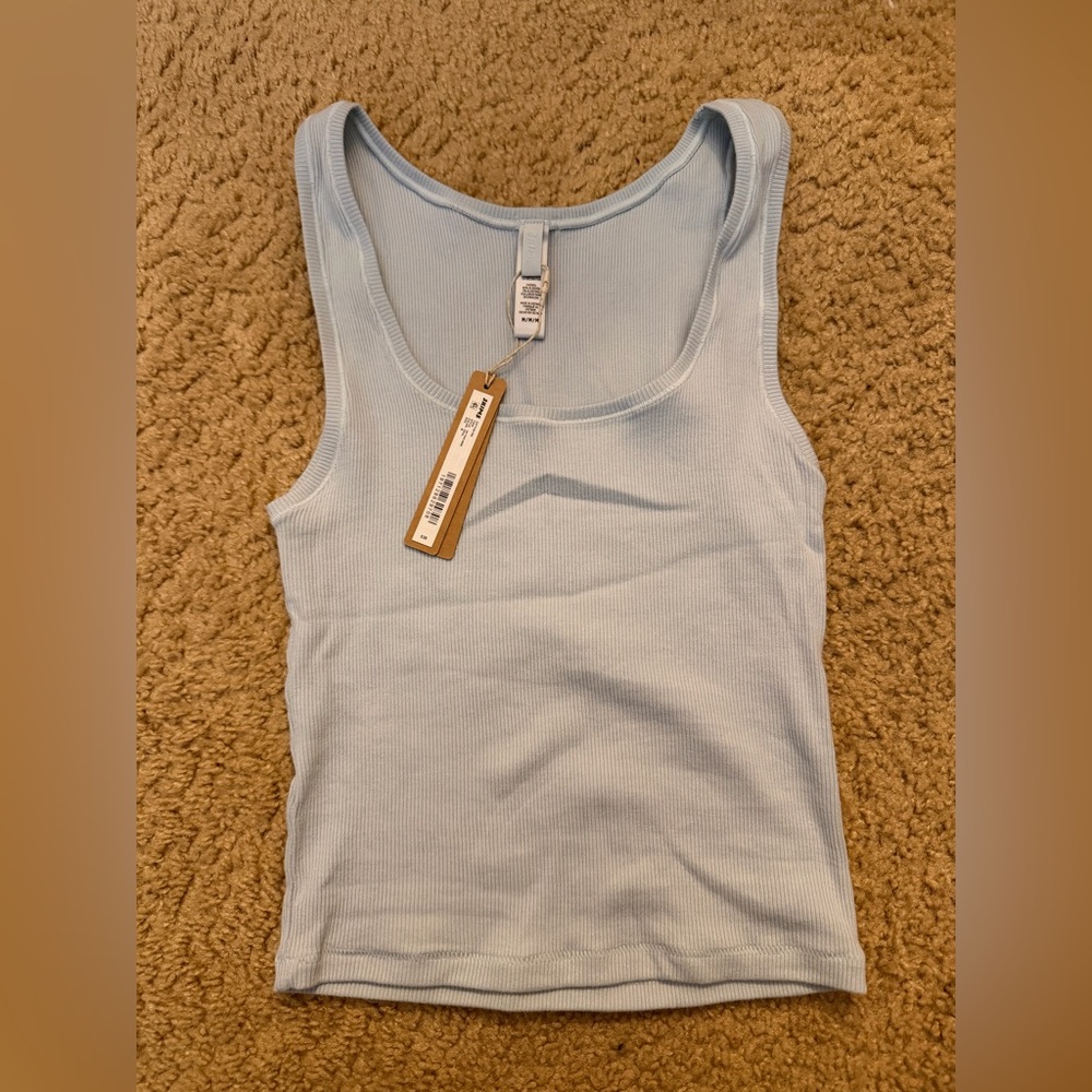 SKIMS Sky Blue Ribbed Tank Top